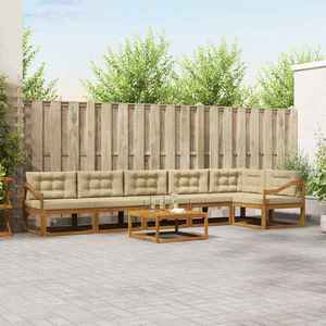 vidaXL Set de canapele de exterior cu pernă 7 pcs Natural și Bej imagine