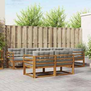 vidaXL Set de canapele de exterior 7 pcs Natural și gri deschis imagine