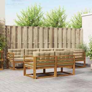 vidaXL Set de canapele de exterior cu pernă 7 pcs Natural și Bej imagine