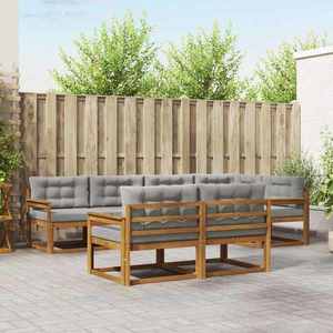 vidaXL Set de canapele de exterior 7 pcs Natural și gri deschis imagine
