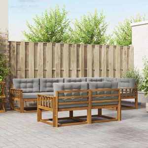 vidaXL Set de canapele de exterior 7 pcs Natural și gri deschis imagine