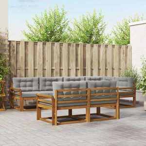 vidaXL Set de canapele de exterior 7 pcs Natural și gri deschis imagine