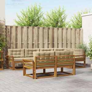 vidaXL Set de canapele de exterior cu pernă 7 pcs Natural și Bej imagine