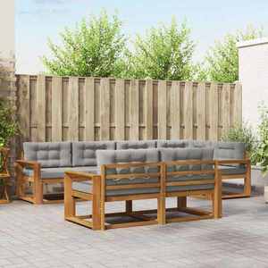 vidaXL Set de canapele de exterior 7 pcs Natural și gri deschis imagine