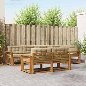 vidaXL Set de canapele de exterior cu pernă 7 pcs Natural și Bej imagine