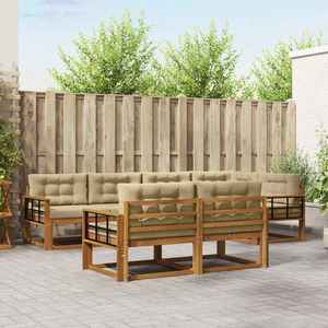 vidaXL Set de canapele de exterior cu pernă 7 pcs Natural și Bej imagine