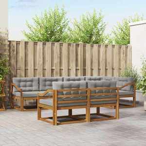 vidaXL Set de canapele de exterior 7 pcs Natural și gri deschis imagine