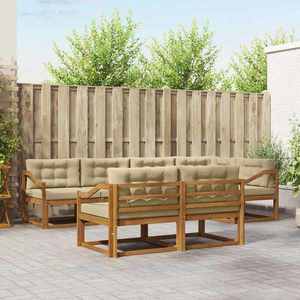 vidaXL Set de canapele de exterior cu pernă 7 pcs Natural și Bej imagine