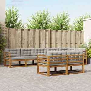 vidaXL Set de canapele de exterior 8 pcs Gri natural și deschis imagine