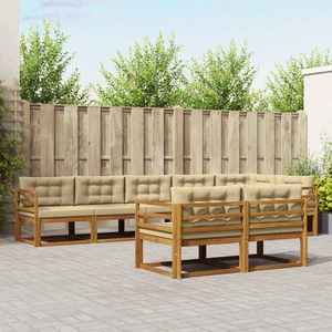 vidaXL Set de canapele de exterior cu pernă 8 pcs Natural și Bej imagine
