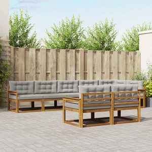 vidaXL Set de canapele de exterior 8 pcs Gri natural și deschis imagine