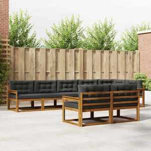 vidaXL Set de canapele de exterior cu pernă 8 pcs Natural și Antracit imagine