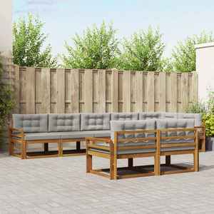 vidaXL Set de canapele de exterior 8 pcs Gri natural și deschis imagine