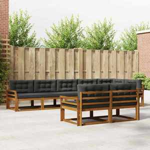 vidaXL Set de canapele de exterior cu pernă 8 pcs Natural și Antracit imagine