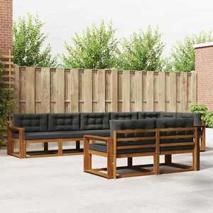 vidaXL Set de canapele de exterior cu pernă 8 pcs Natural și Antracit imagine
