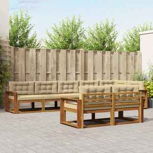vidaXL Set de canapele de exterior cu pernă 8 pcs Natural și Bej imagine