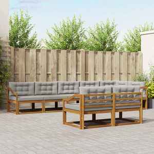 vidaXL Set de canapele de exterior 8 pcs Gri natural și deschis imagine