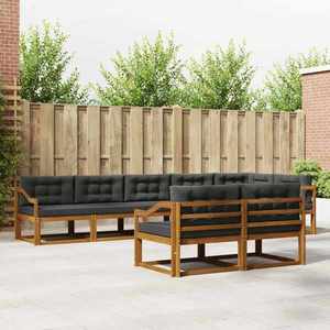 vidaXL Set de canapele de exterior cu pernă 8 pcs Natural și Antracit imagine