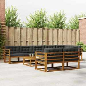 vidaXL Set de canapele de exterior cu pernă 9 pcs Natural și Antracit imagine