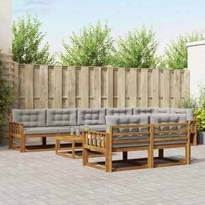 vidaXL Set de canapele de exterior 9 pcs Natural și gri deschis imagine