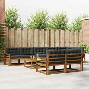 vidaXL Set de canapele de exterior cu pernă 9 pcs Natural și Antracit imagine
