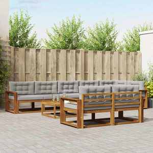 vidaXL Set de canapele de exterior 9 pcs Natural și gri deschis imagine