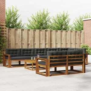 vidaXL Set de canapele de exterior cu pernă 9 pcs Natural și Antracit imagine