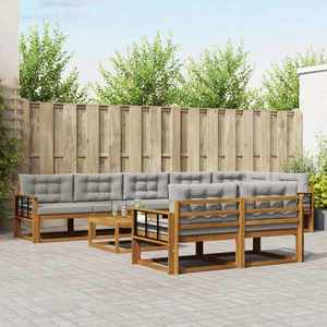 vidaXL Set de canapele de exterior 9 pcs Natural și gri deschis imagine