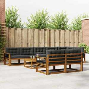 vidaXL Set de canapele de exterior cu pernă 9 pcs Natural și Antracit imagine