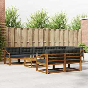 vidaXL Set de canapele de exterior cu pernă 9 pcs Natural și Antracit imagine