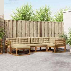 vidaXL Set de canapele de exterior cu pernă 6 pcs Natural și Bej imagine