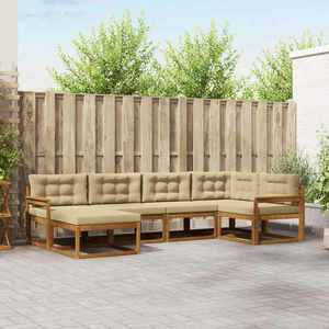 vidaXL Set de canapele de exterior cu pernă 6 pcs Natural și Bej imagine