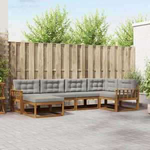 vidaXL Set de canapele de exterior 6 pcs Natural și gri deschis imagine