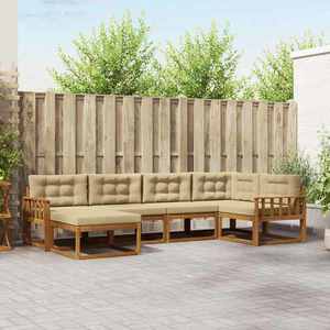 vidaXL Set de canapele de exterior cu pernă 6 pcs Natural și Bej imagine