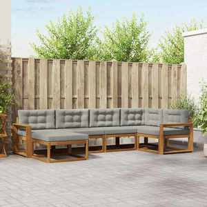 vidaXL Set de canapele de exterior 6 pcs Natural și gri deschis imagine
