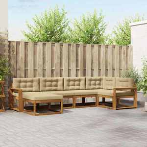 vidaXL Set de canapele de exterior cu pernă 6 pcs Natural și Bej imagine
