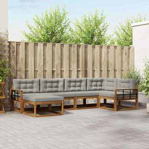 vidaXL Set de canapele de exterior 6 pcs Natural și gri deschis imagine