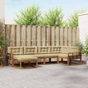 vidaXL Set de canapele de exterior cu pernă 6 pcs Natural și Bej imagine