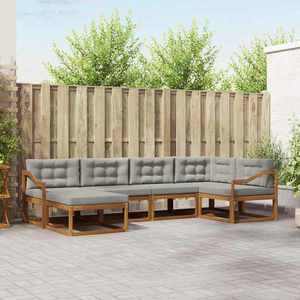vidaXL Set de canapele de exterior 6 pcs Natural și gri deschis imagine