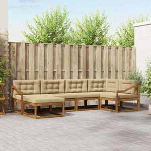 vidaXL Set de canapele de exterior cu pernă 6 pcs Natural și Bej imagine