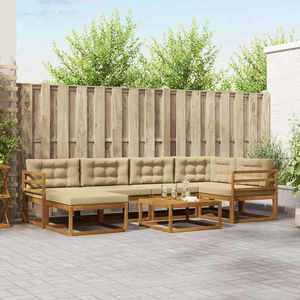 vidaXL Set de canapele de exterior cu pernă 7 pcs Natural și Bej imagine