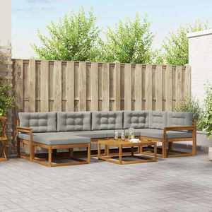 vidaXL Set de canapele de exterior 7 pcs Gri natural și deschis imagine
