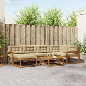 vidaXL Set de canapele de exterior cu pernă 7 pcs Natural și Bej imagine