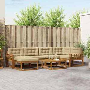 vidaXL Set de canapele de exterior cu pernă 7 pcs Natural și Bej imagine