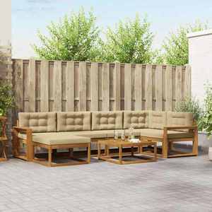 vidaXL Set de canapele de exterior cu pernă 7 pcs Natural și Bej imagine