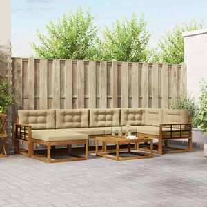 vidaXL Set de canapele de exterior cu pernă 7 pcs Natural și Bej imagine