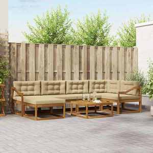 vidaXL Set de canapele de exterior cu pernă 7 pcs Natural și Bej imagine
