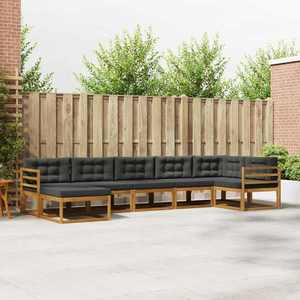 vidaXL Set de canapele de exterior cu pernă 7 pcs Natural și Antracit imagine