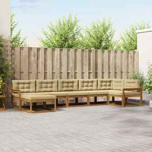 vidaXL Set de canapele de exterior cu pernă 7 pcs Natural și Bej imagine