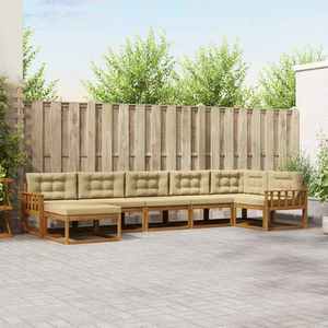 vidaXL Set de canapele de exterior cu pernă 7 pcs Natural și Bej imagine